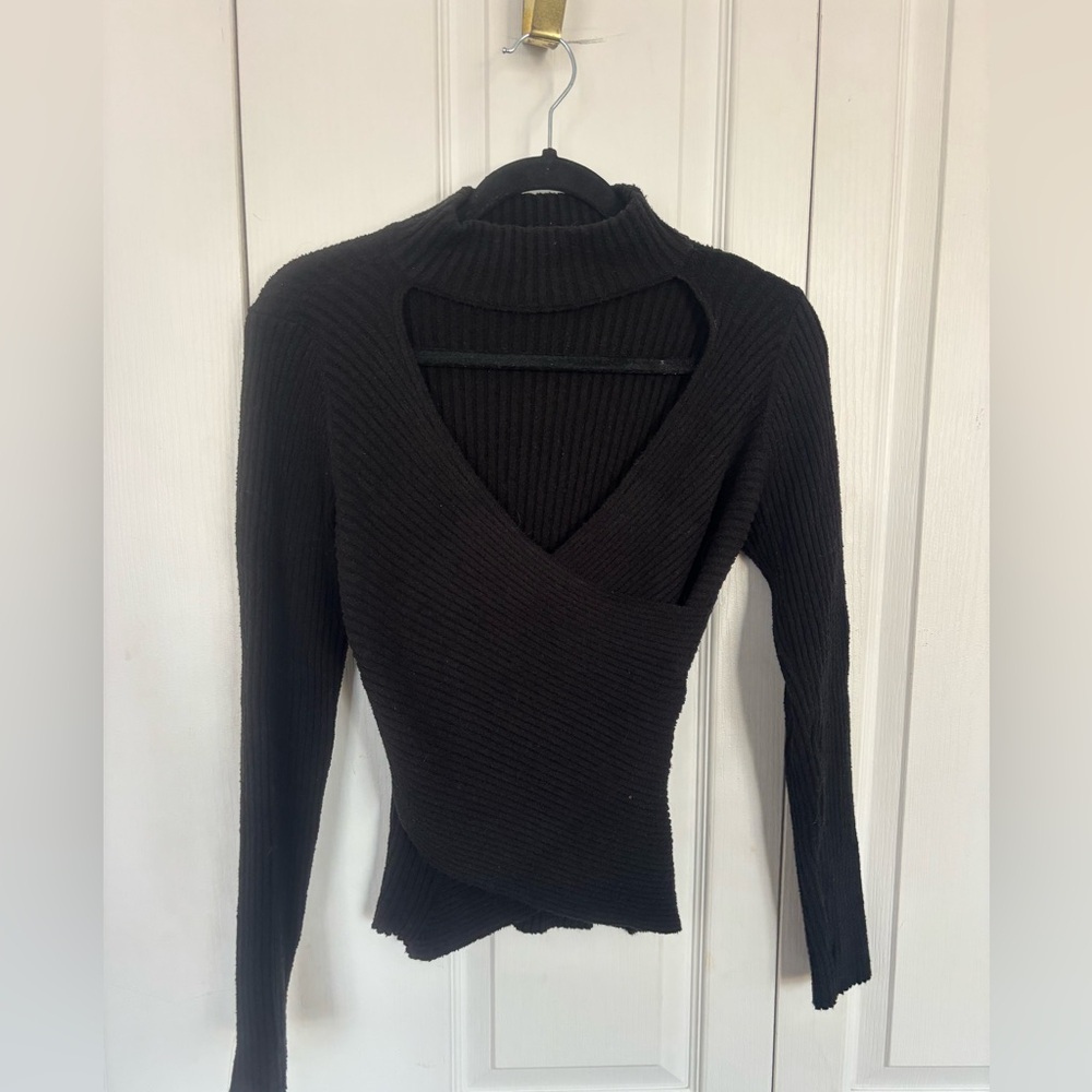 Astr Black Ribbed Sweater